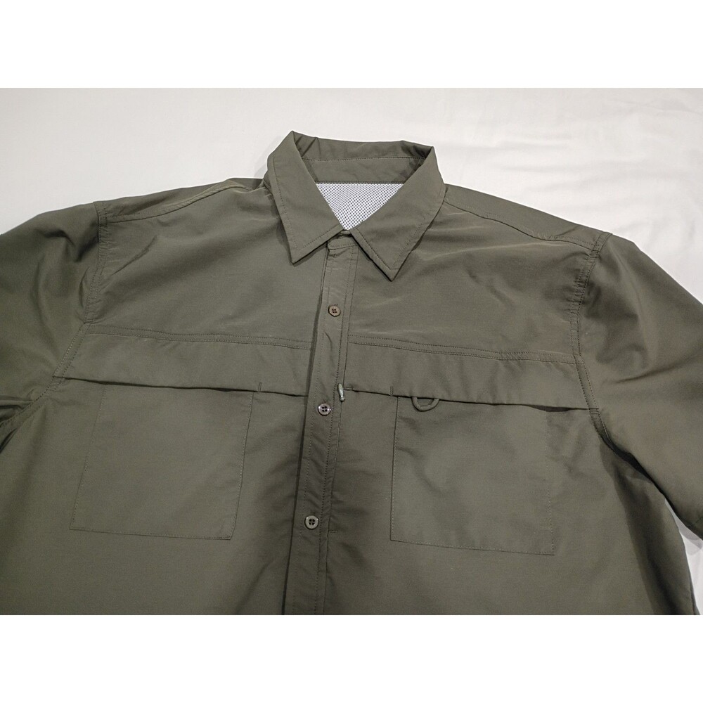 Olive Green Vented Short Sleeve Fishing Shirt